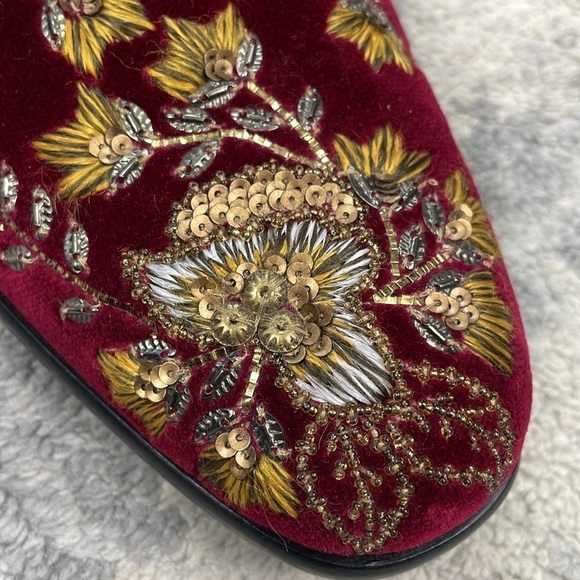 New Dolce & Gabbana Floral Embroidered Sequin Velvet Loafers Red Gold Luxury 7 main image 9